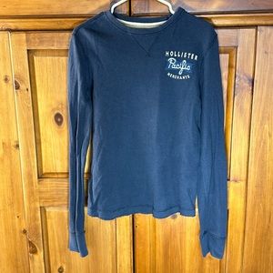 Hollister Men’s Navy Long Sleeve Waffle Texture Shirt